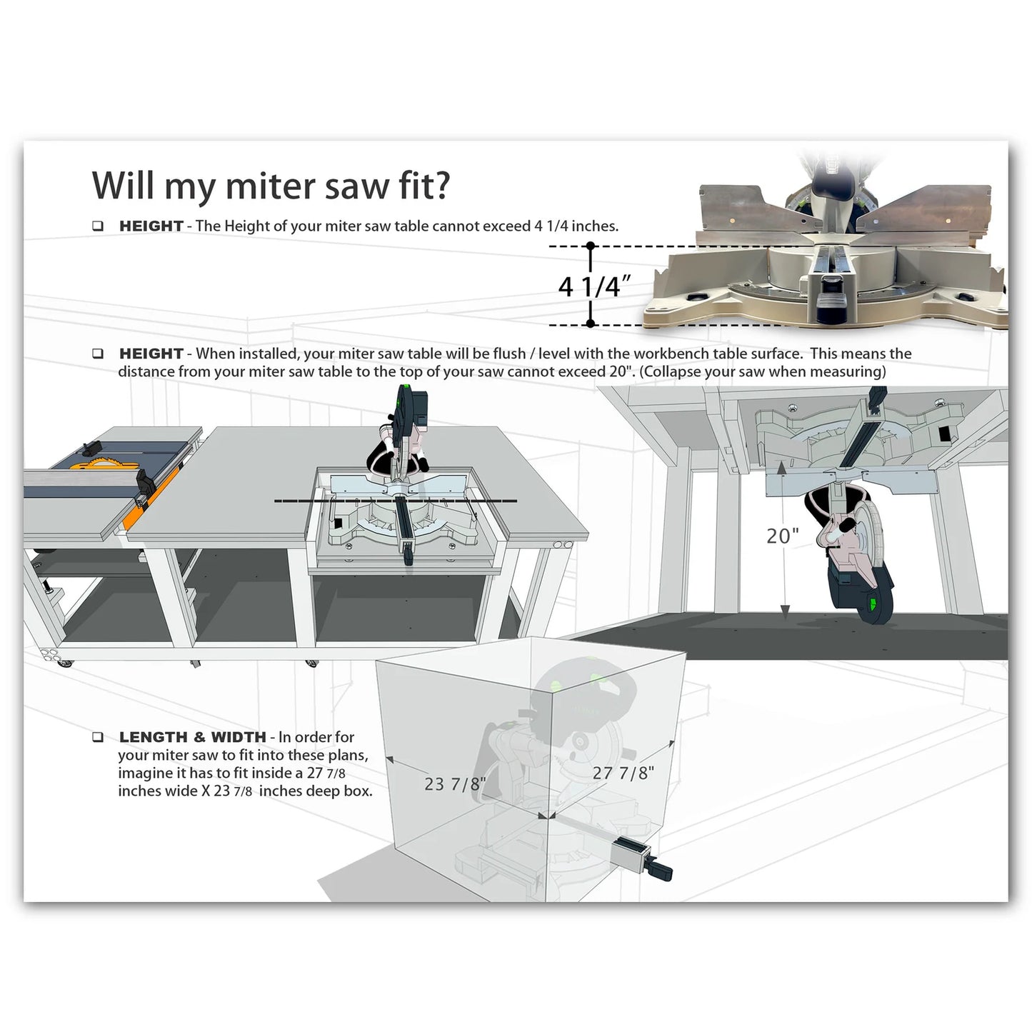Table Saw Miter Saw WORKBENCH Imperial Plan
